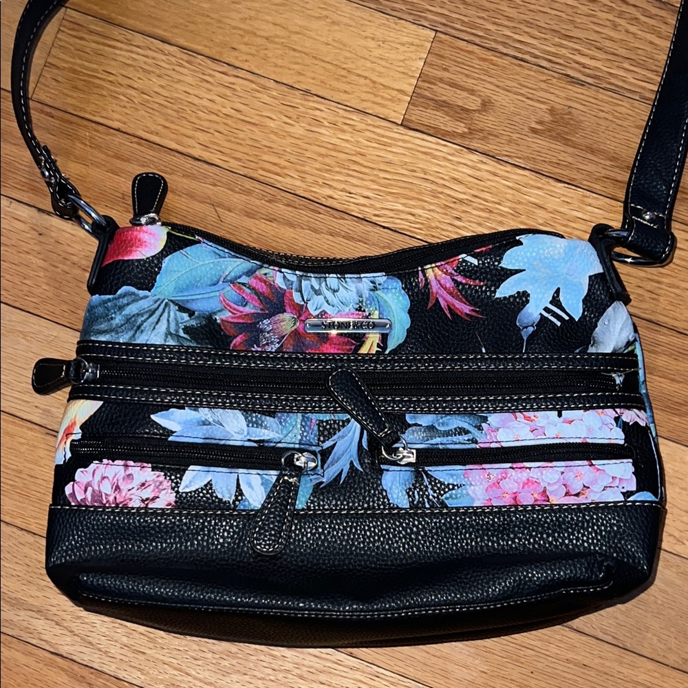 Stone & Co. Black Crossbody Bag with Floral Accents
